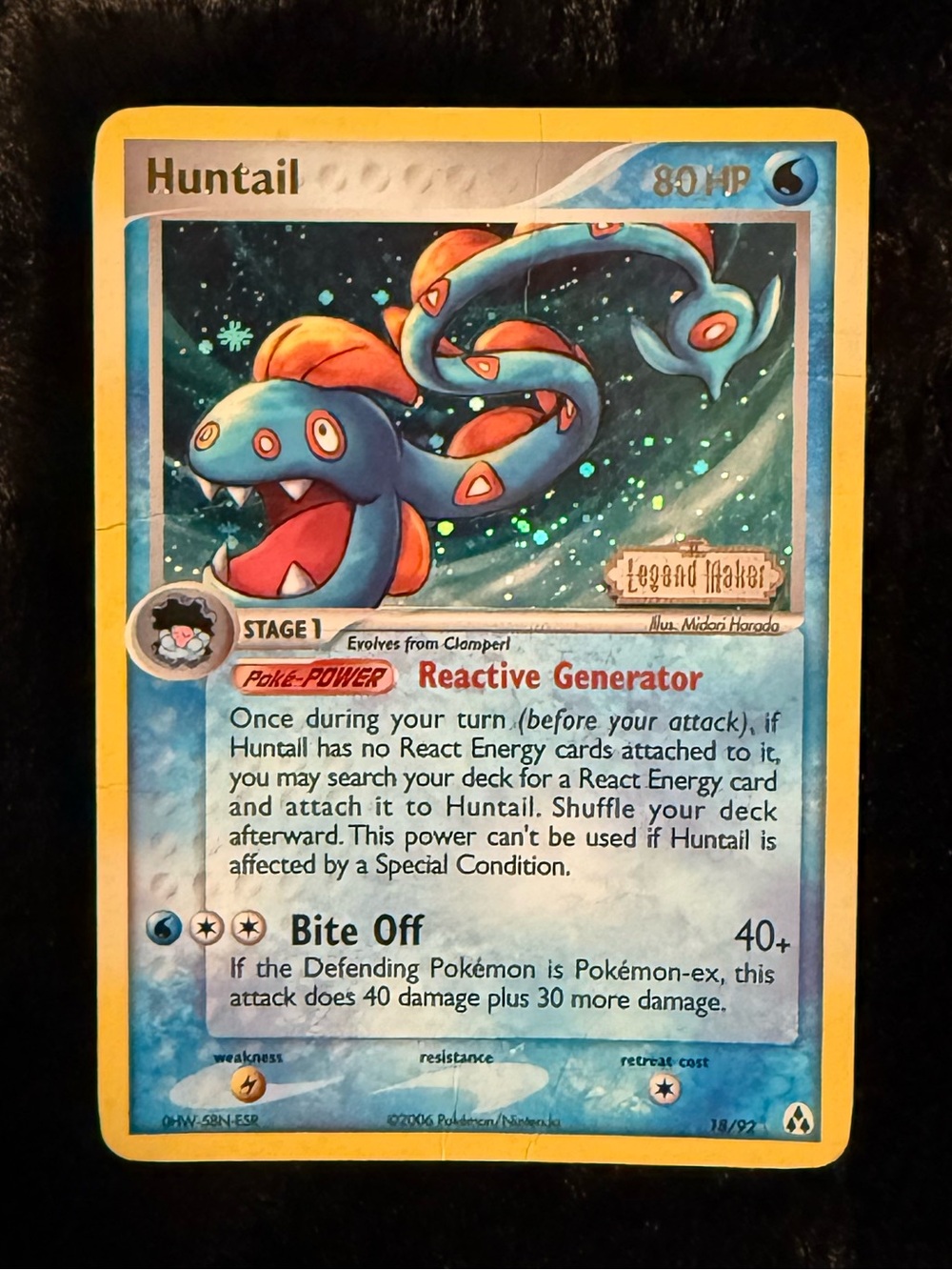 Pokémon Reverse Holo Huntial Card #18/92 With Legend Maker Stamp